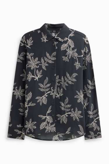 Mujer - Blusa - de flores - negro