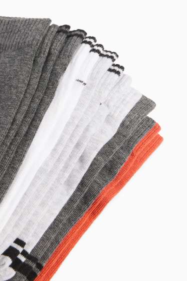 Nen - Paquet de 7 - bàsquet - mitjons turmellers amb dibuix - taronja/gris
