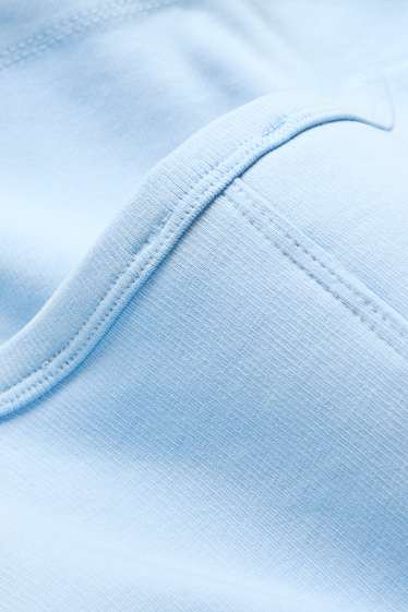 Donna - T-shirt con scollo a V - slim fit - a coste fini - azzurro