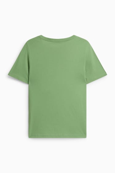 Dames - T-shirt met V-hals - regular fit - groen