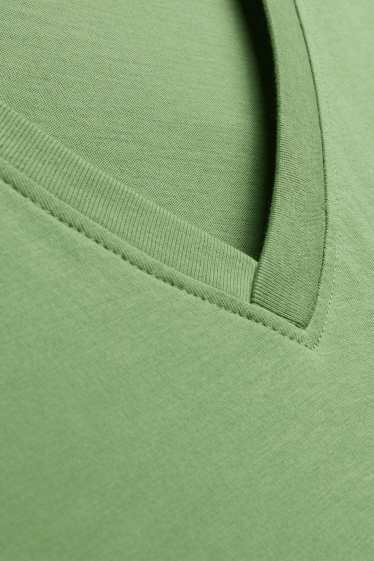 Dames - T-shirt met V-hals - regular fit - groen