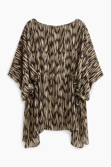 Dámské - Šifonová tunika - se vzorem - hnědá/béžová