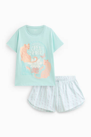 Enfants filles - Pyjama court - turquoise