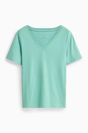 Women - V-neck T-shirt - regular fit - turquoise