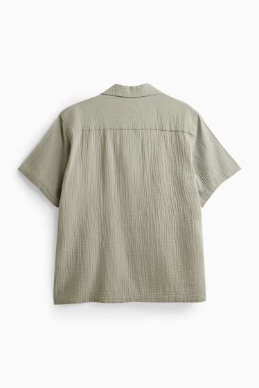 Hommes - Chemise - relaxed fit - col à revers - vert