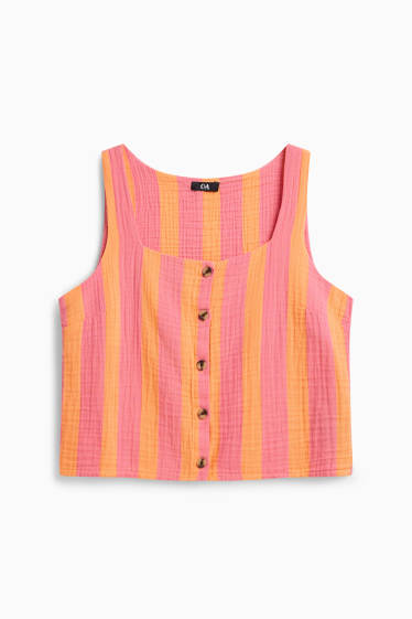 Damen - Blusentop - gestreift - rosa / orange