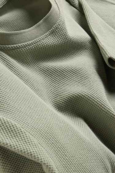 Herren - T-Shirt - Regular Fit - strukturiert - grün / grau