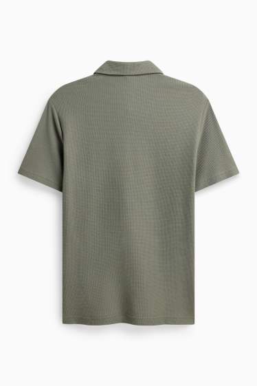 Heren - Poloshirt - regular fit - met structuur - groen / grijs