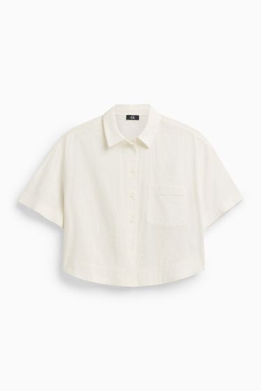 Femei - Bluză tip cămașă - alb