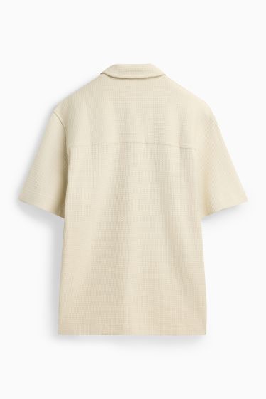 Hommes - Chemise - relaxed fit - col à revers - finition texturée - crème