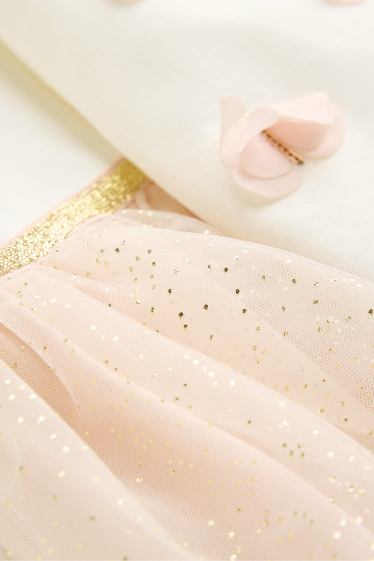 Kinder Mädchen - Blume - Set - Kleid und Kurzarmshirt - 2 teilig - rosa