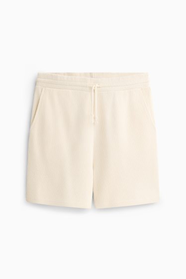 Men - Shorts - ribbed - cremewhite