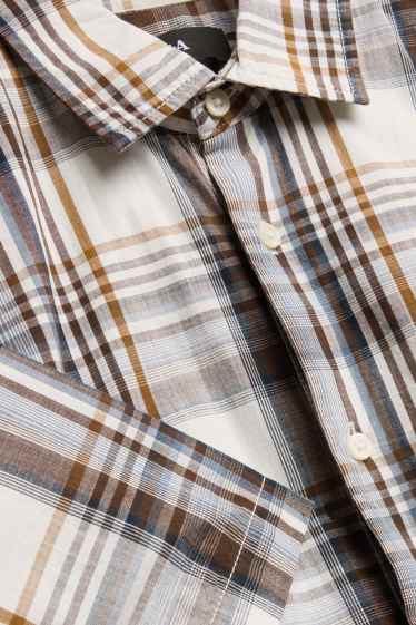 Herren - Hemd - Regular Fit - Kent - kariert - grau