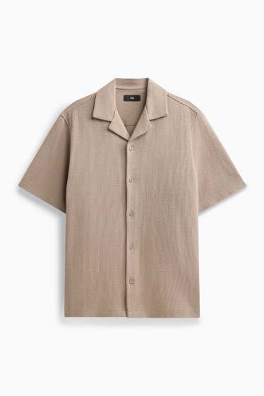 Herren - Hemd - Regular Fit - Reverskragen - strukturiert - hellbraun