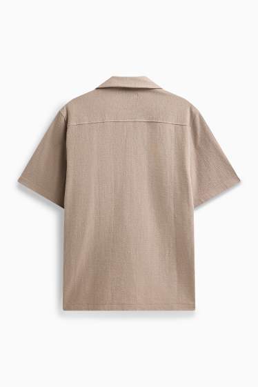 Herren - Hemd - Regular Fit - Reverskragen - strukturiert - hellbraun