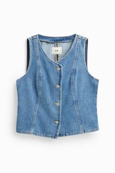 Dámské - Džínová vesta - se zúženým pasem - džíny - modré