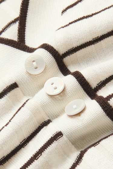 Femei - Tricou polo - maro / alb-crem