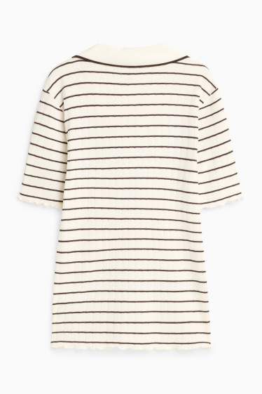 Femei - Tricou polo - maro / alb-crem