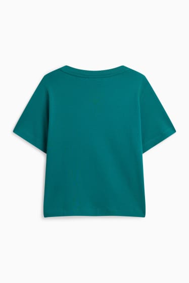 Femmes - T-shirt avec encolure en V - slim fit - turquoise