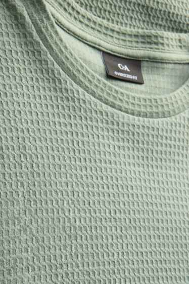 Herren - T-Shirt - Oversized - strukturiert - grün