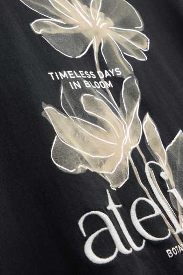 Donna - T-shirt - regular fit - effetto brillante - nero