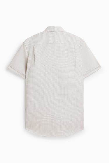 Pánské - Košile - regular fit - kent - s nežehlivou úpravou - se vzorem - krémově bílá