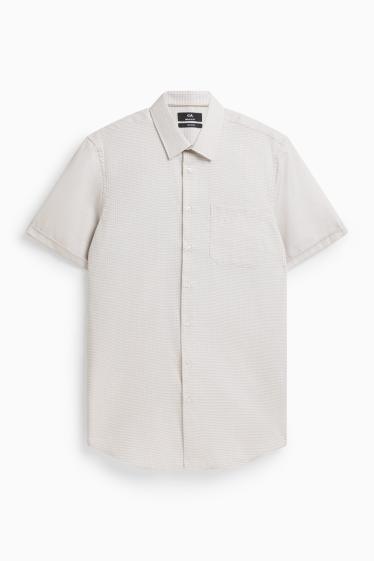 Pánské - Košile - regular fit - kent - s nežehlivou úpravou - se vzorem - krémově bílá