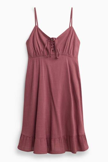 Damen - Empirekleid - dunkelrosa