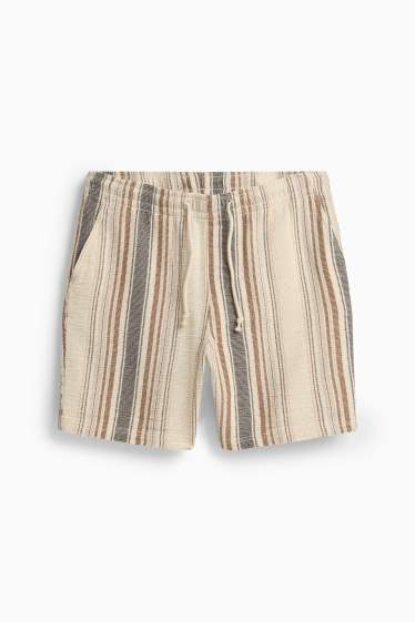 Herren - Sweatshorts - gestreift - strukturiert - beige