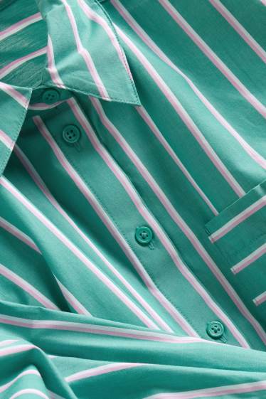 Dámské - Košilová halenka - pruhovaná - zelená
