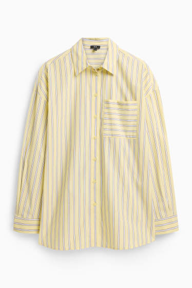Dámské - Košilová halenka - pruhovaná - žlutá
