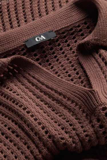 Damen - Strickpullover - kurzarm - hellbraun