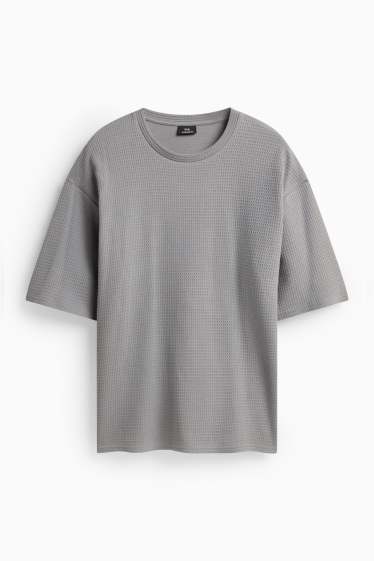 Herren - T-Shirt - Oversized - strukturiert - grau