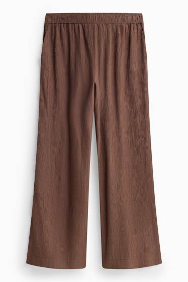 Damen - Stoffhose - Mid Waist - Wide Leg - braun