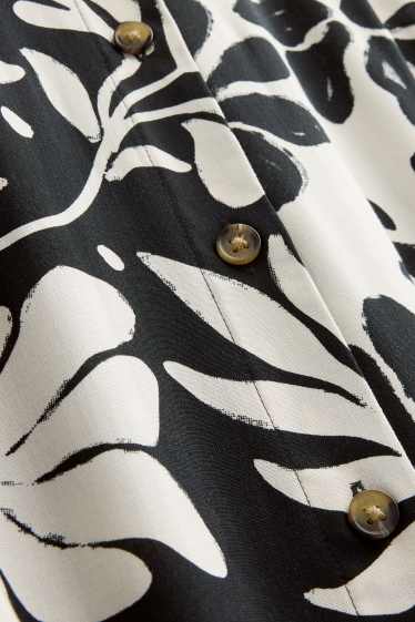 Women - Shirt dress - floral - black / white