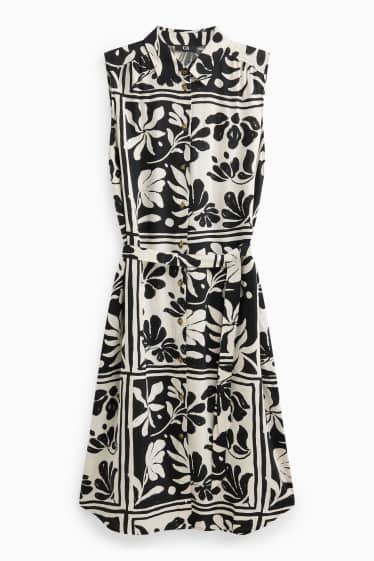 Women - Shirt dress - floral - black / white