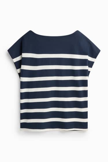 Femei - Tricou - regular fit - cu dungi - albastru / alb