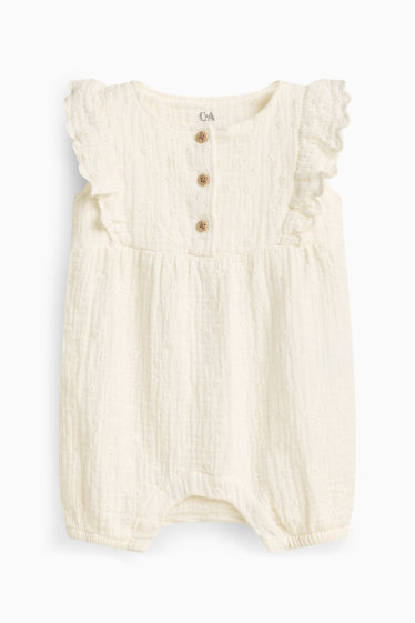 Baby: meisjes - Newbornoutfit - met structuur - crème wit