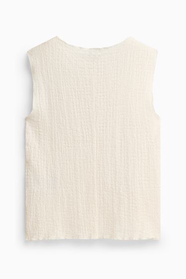 Women - Blouse top - textured - cremewhite
