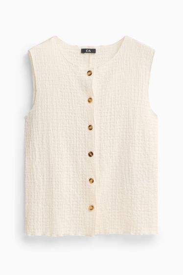 Women - Blouse top - textured - cremewhite