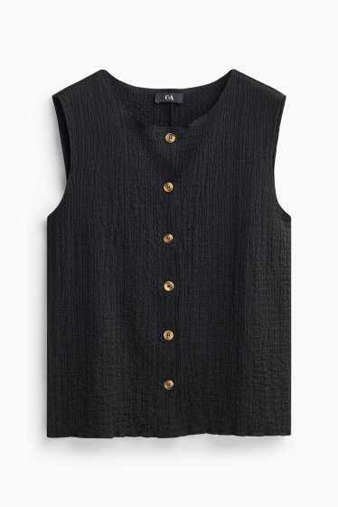 Kobiety - Top bluzkowy - fakturowany - czarny