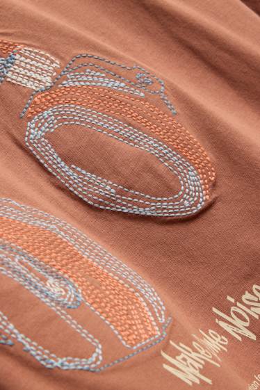 Kinder Buben - Kopfhörer - Kurzarmshirt - braun