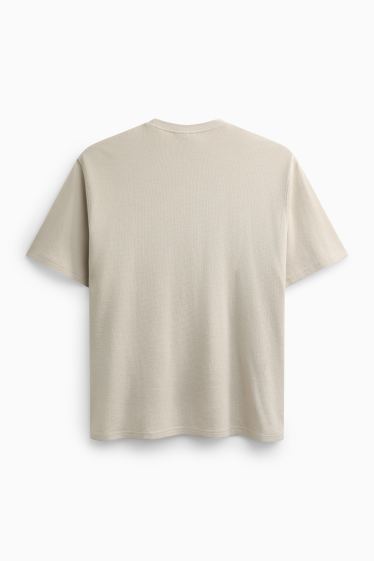Herren - T-Shirt - Relaxed Fit - gerippt - beige