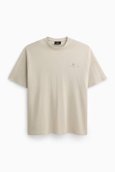 Herren - T-Shirt - Relaxed Fit - gerippt - beige