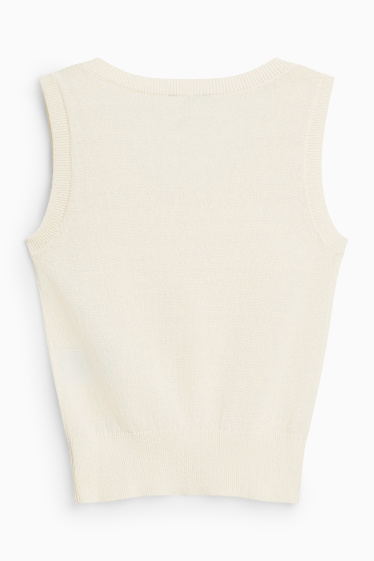Femmes - Pull sans manches - blanc crème