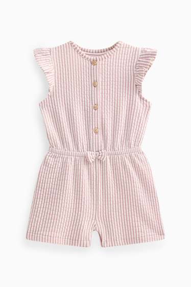 Baby Mädchen - Baby-Jumpsuit - gestreift - strukturiert - weiß