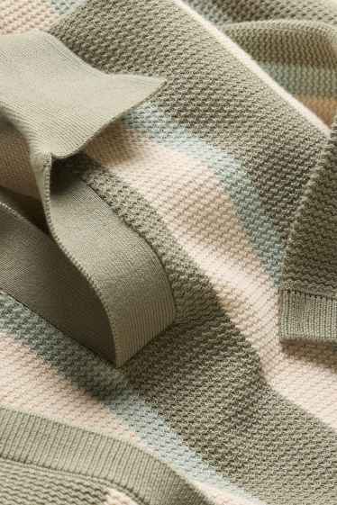 Herren - Strick-Poloshirt - Regular Fit - gestreift - strukturiert - grün