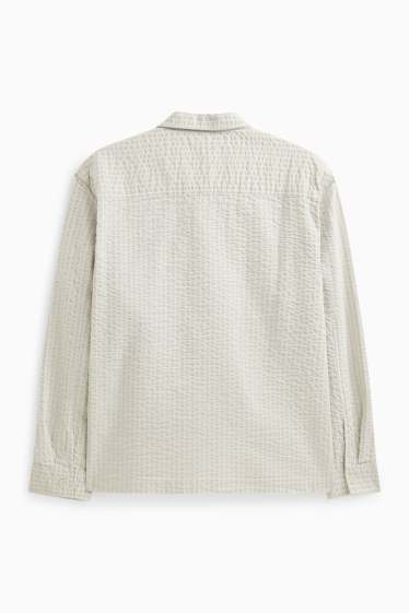 Hommes - Chemise - relaxed fit - col kent - finition texturée - blanc crème