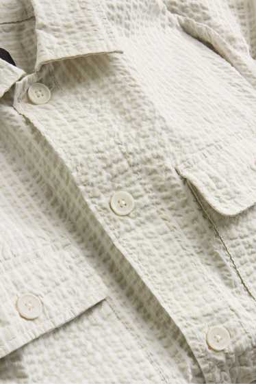 Hommes - Chemise - relaxed fit - col kent - finition texturée - blanc crème