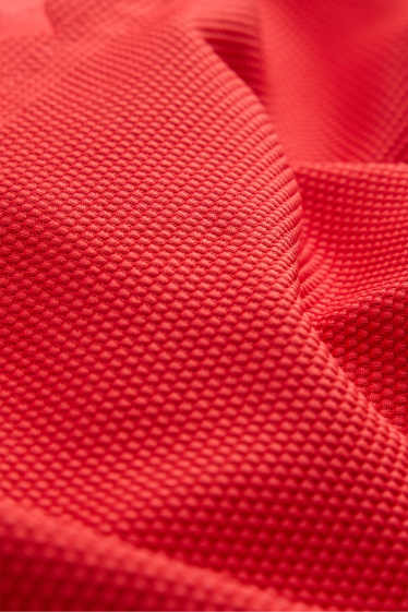 Dámské - Spodní díl bikin - high waist - LYCRA® XTRA LIFE™ - strukturovaný - červená